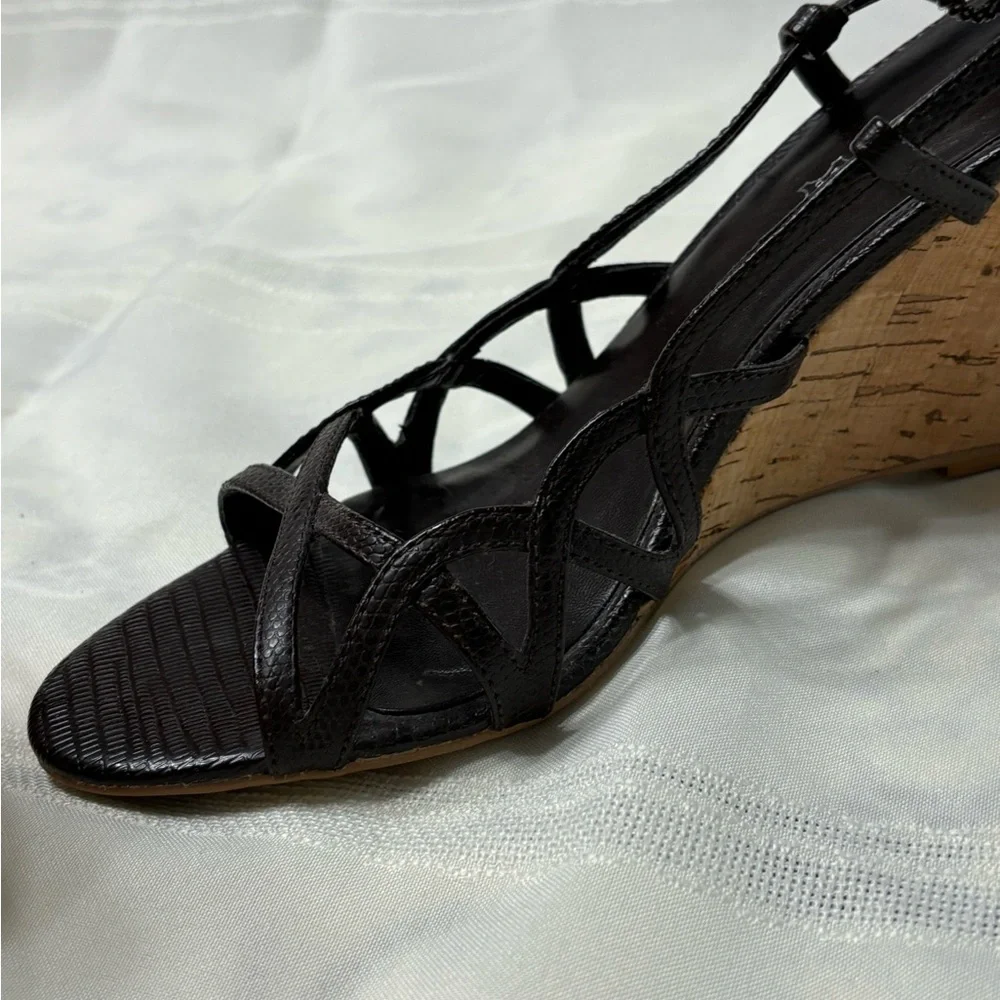 Aldo Vero Cuoio wedge black size 39 leather cork‎